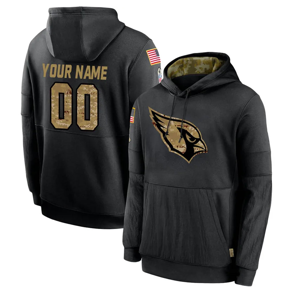 Punc Custom A.Cardinals Black Salute to Service Hoodies Any Name & Numbers Stitched Jerseys