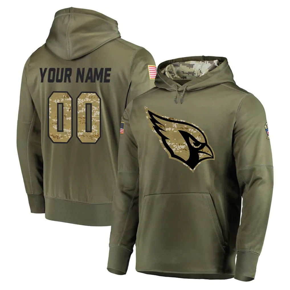 Punc Custom A.Cardinals Olive Salute to Service Limited Hoodie Any Name & Numbers Stitched Jerseys