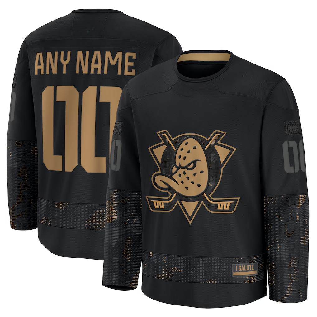Punc Custom A.Ducks Black 2024 Military Appreciation Practice Jerseys