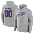 Punc Custom B.Bills Gray Team Authentic Personalized Name & Number Hoodie Stitched Jerseys