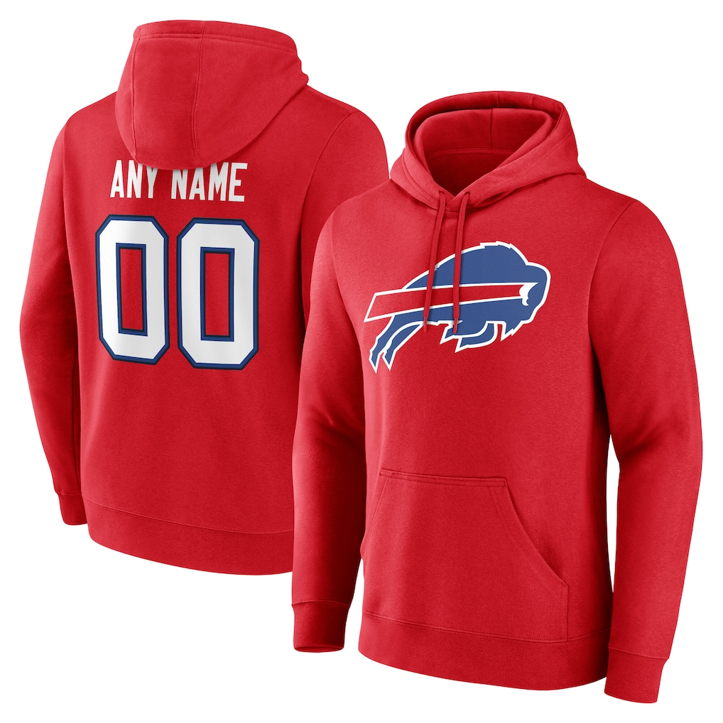 Punc Custom B.Bills Red Team Authentic Personalized Name & Number Hoodie Stitched Jerseys