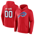 Punc Custom B.Bills Red Team Authentic Personalized Name & Number Hoodie Stitched Jerseys