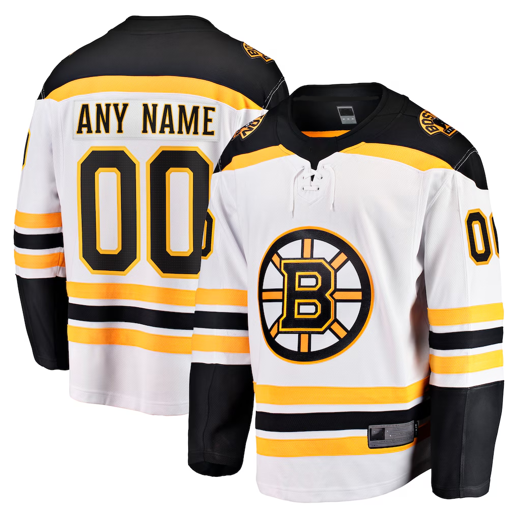 Punc Custom B.Bruins White Away Breakaway Stitched Jerseys