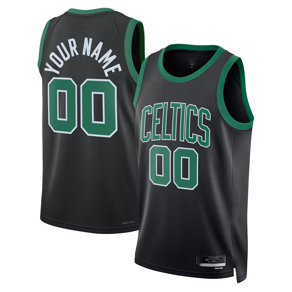 Punc Custom B.Celtics Black 2022-23 Swingman Jerseys - Statement Edition