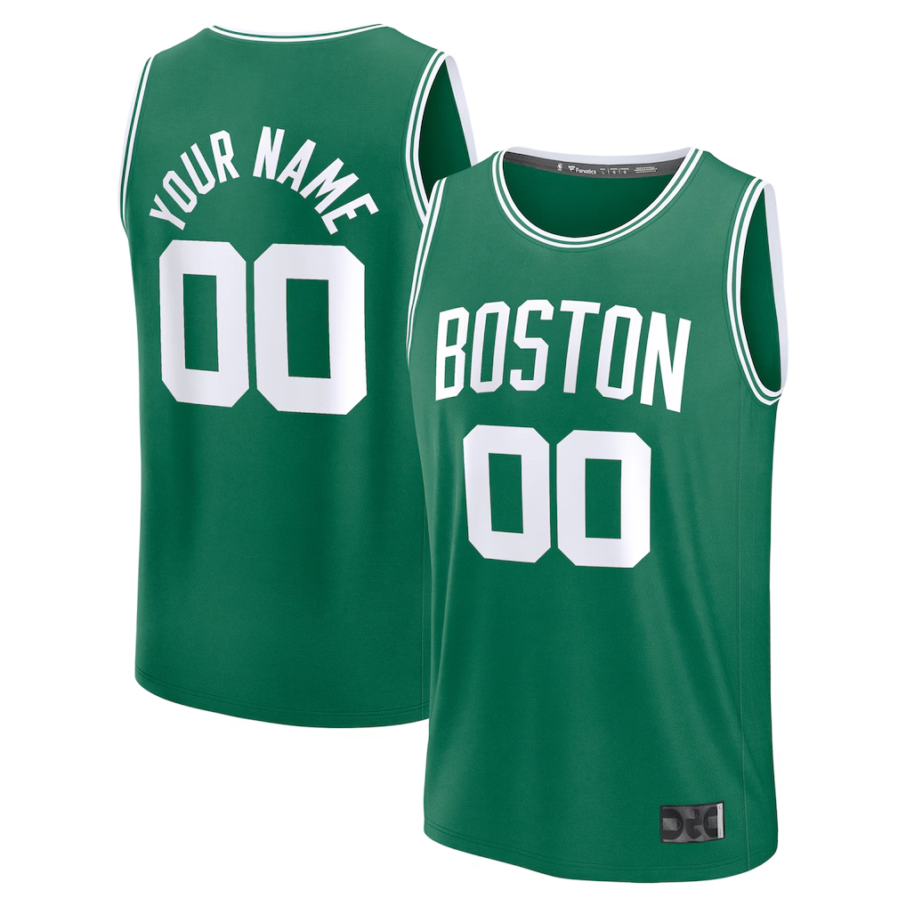 Punc Custom B.Celtics Fanatics Kelly Green Fast Break Stitched Jerseys - Icon Edition