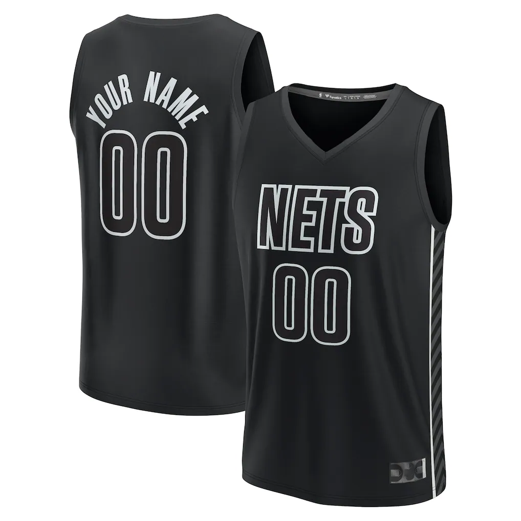 Punc Custom B.Nets Fanatics Black Fast Break Stitched Jerseys- Statement Edition