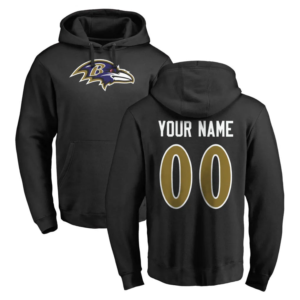Punc Custom B.Ravens Black Pullover Hoodie Any Name & Numbers Stitched Jerseys