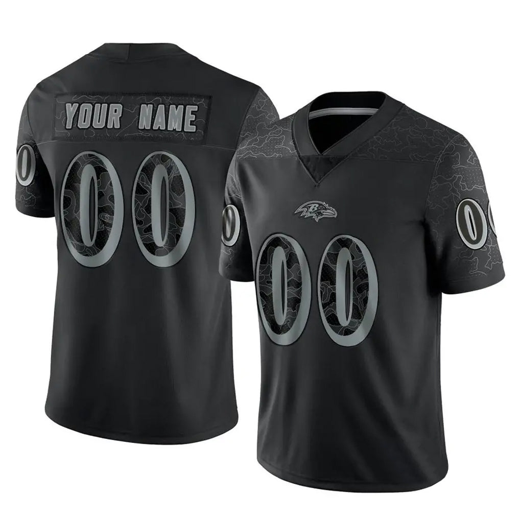 Punc Custom B.Ravens Black RFLCTV Limited Any Name & Numbers Stitched Jerseys