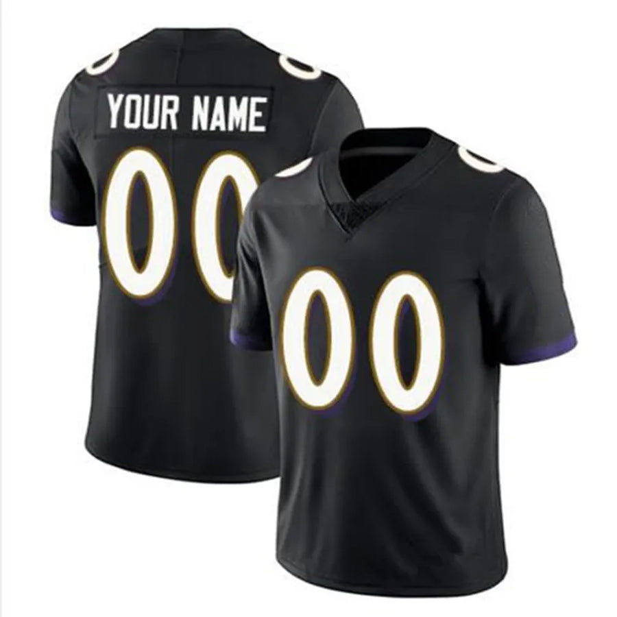 Punc Custom B.Ravens Black Replica Limited Game Stitched Jerseys