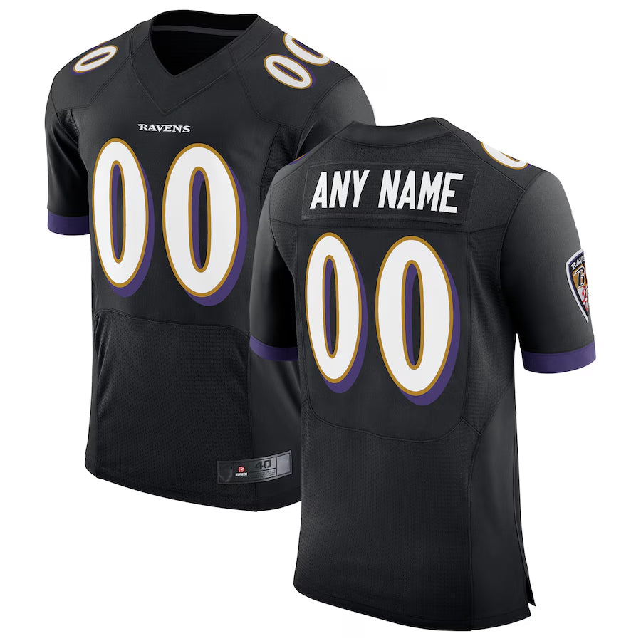 Punc Custom B.Ravens Black Speed Machine Elite Stitched Jerseys