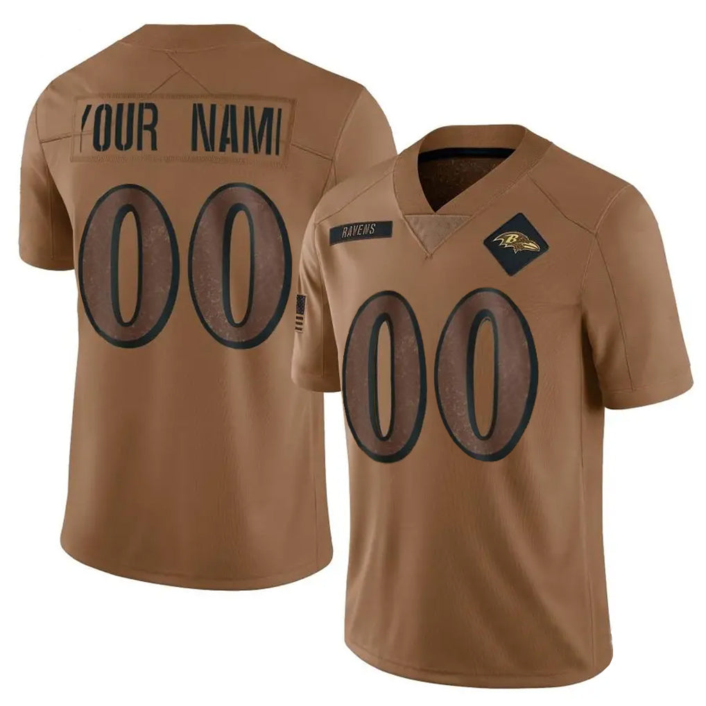 Punc Custom B.Ravens Brown Salute To Service Limited Any Name & Numbers Stitched Jerseys