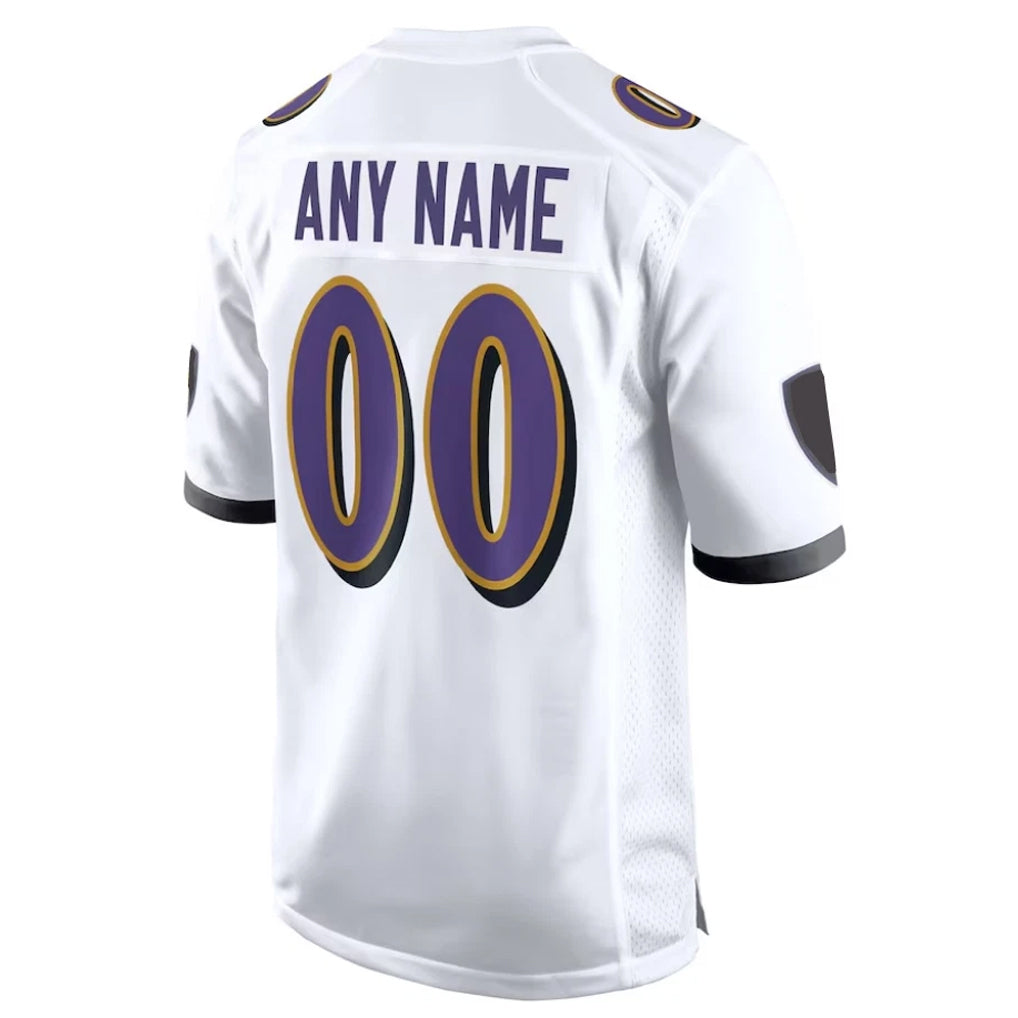Punc Custom B.Ravens White Alternate Home Game Any Name & Numbers Stitched Jerseys