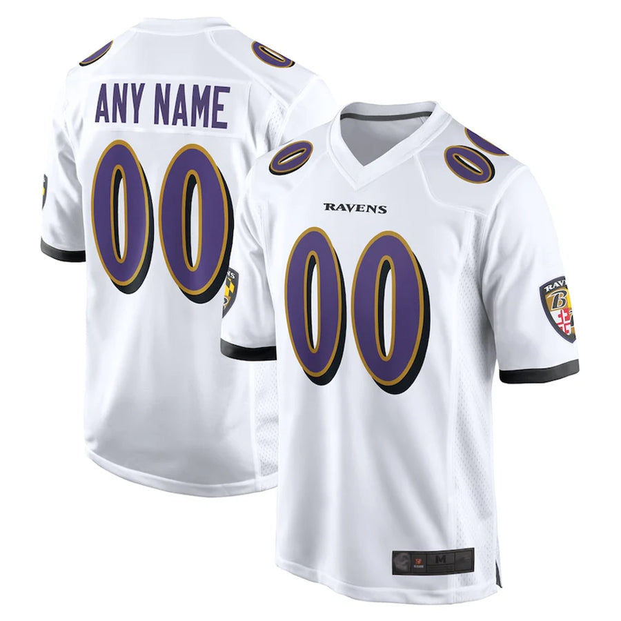 Punc Custom B.Ravens White Home Game Stitched Jerseys