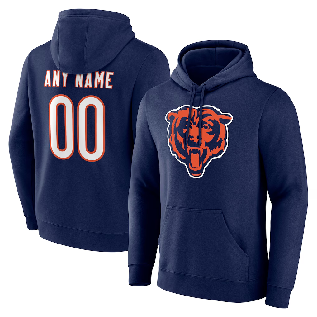 Punc Custom C.Bears Navy Big & Tall Team Authentic Hoodie Stitched Jerseys