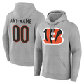 Punc Custom C.Bengals Gray Team Authentic Personalized Name & Number Hoodie Stitched Jerseys