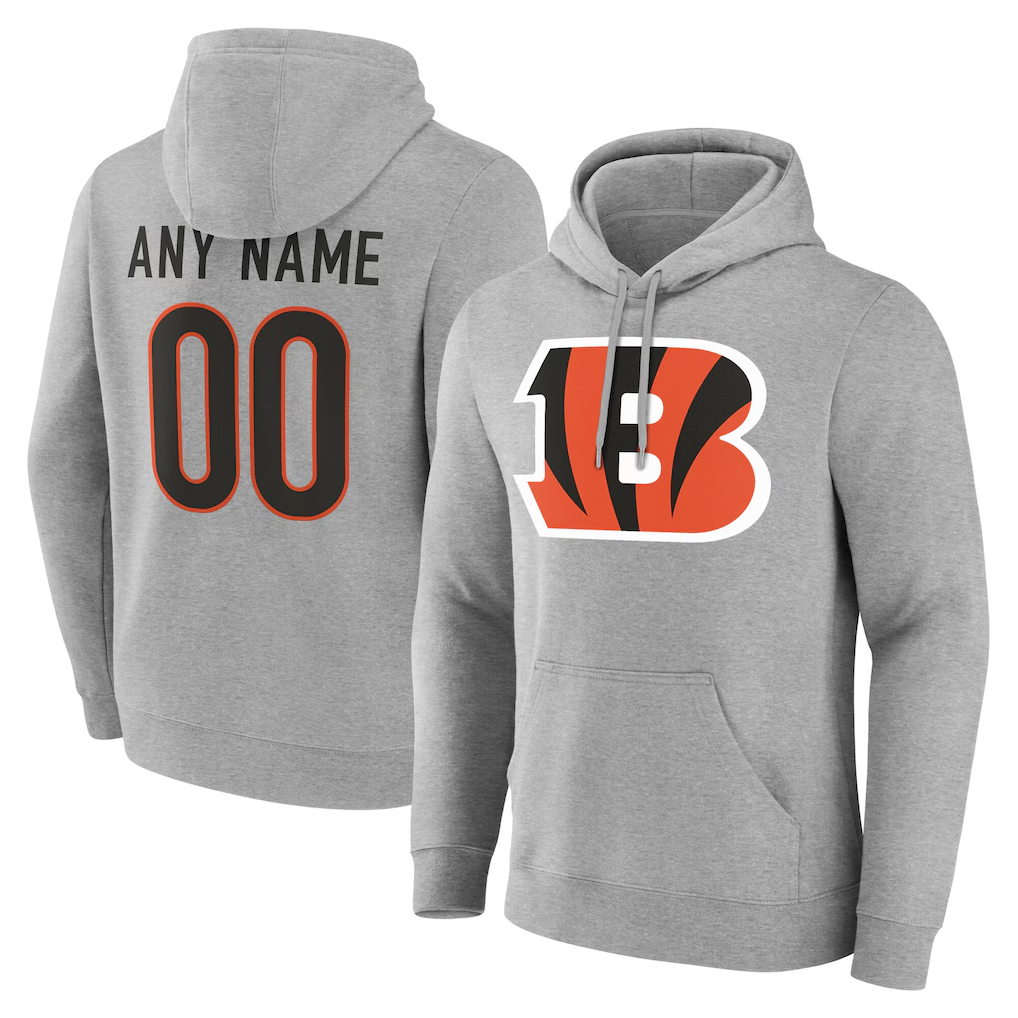 Punc Custom C.Bengals Gray Team Authentic Personalized Name & Number Hoodie Stitched Jerseys