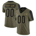 Punc Custom C.Bengals Olive Salute to Service Game Any Name & Numbers Stitched Jerseys