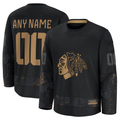 Punc Custom C.Blackhawks Black 2024 Military Appreciation Practice Jerseys