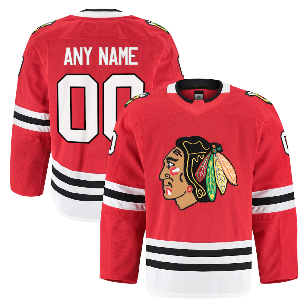 Punc Custom C.Blackhawks Red Home Authentic Pro Jerseys