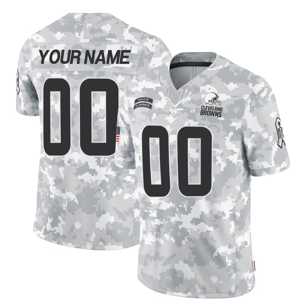 Punc Custom C.Browns Arctic Camo Salute to Service Limited Home Game Any Name & Numbers Stitched Jerseys