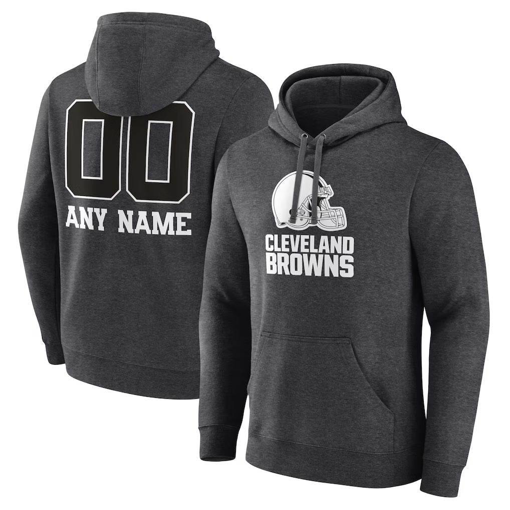 Punc Custom C.Browns Charcoal Primetime Logo Hoodie Any Name & Numbers Stitched Jerseys