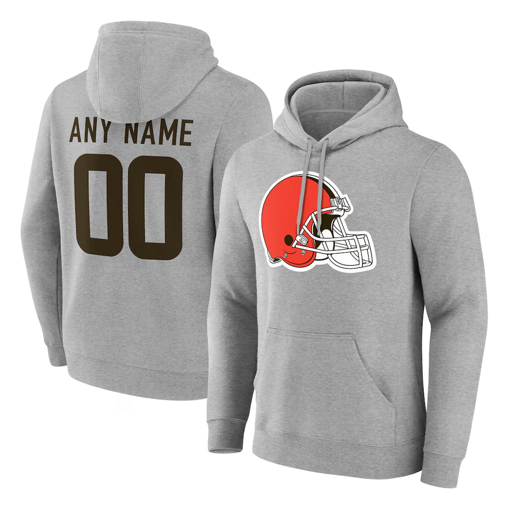 Punc Custom C.Browns Gray Salute to Service Pullover Hoodie Limited Any Name & Numbers Stitched Jerseys