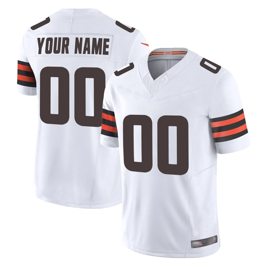 Punc Custom C.Browns White Vapor F.U.S.E. Limited Home Game Any Name & Numbers Stitched Jerseys