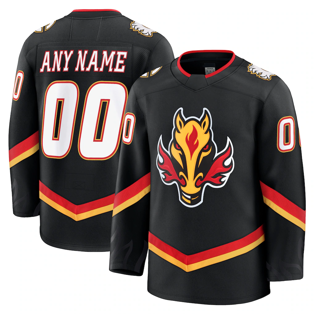 Punc Custom C.Flames Black Alternate Premium Jerseys