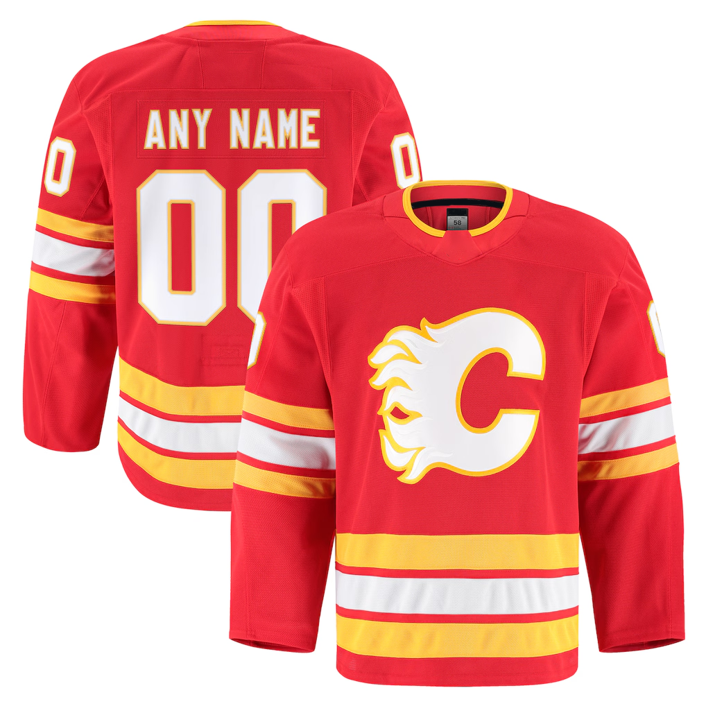 Punc Custom C.Flames Red Home Authentic Pro Jerseys