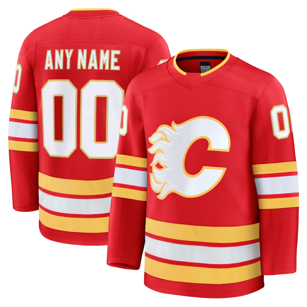 Punc Custom C.Flames Red Home Premium Jerseys