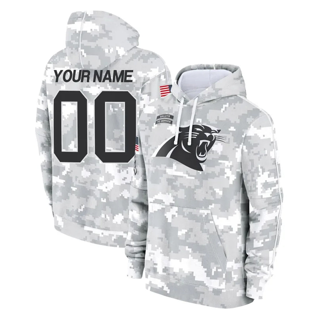 Punc Custom C.Panthers Arctic Camo Salute to Service Pullover Hoodies Any Name & Numbers Stitched Jerseys