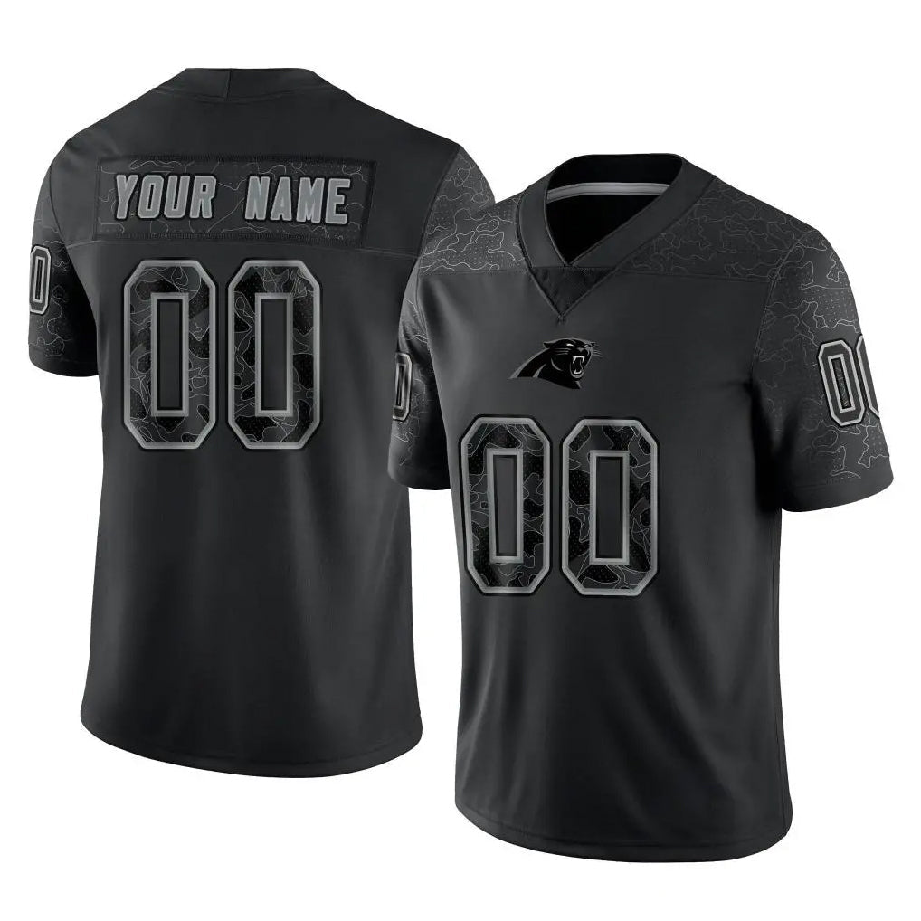 Punc Custom C.Panthers Black Limited Reflective Game Any Name & Numbers Stitched Jerseys