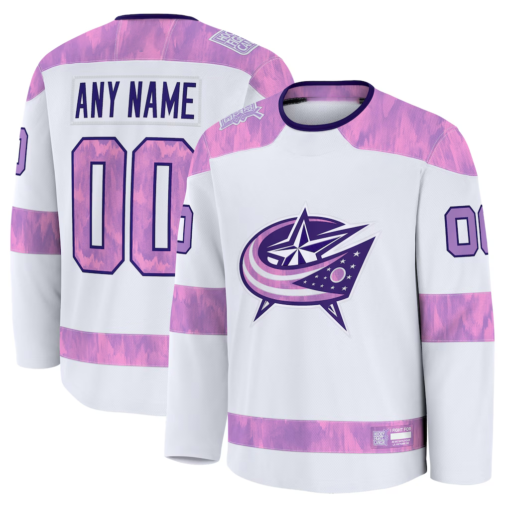 Punc Custom CB.Jackets White 2024 Hockey Fights Cancer Practice Jersey