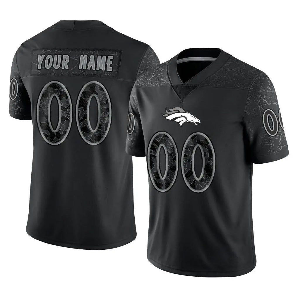 Punc Custom D.Broncos Black Reflective Limited Any Name & Numbers Stitched Jerseys