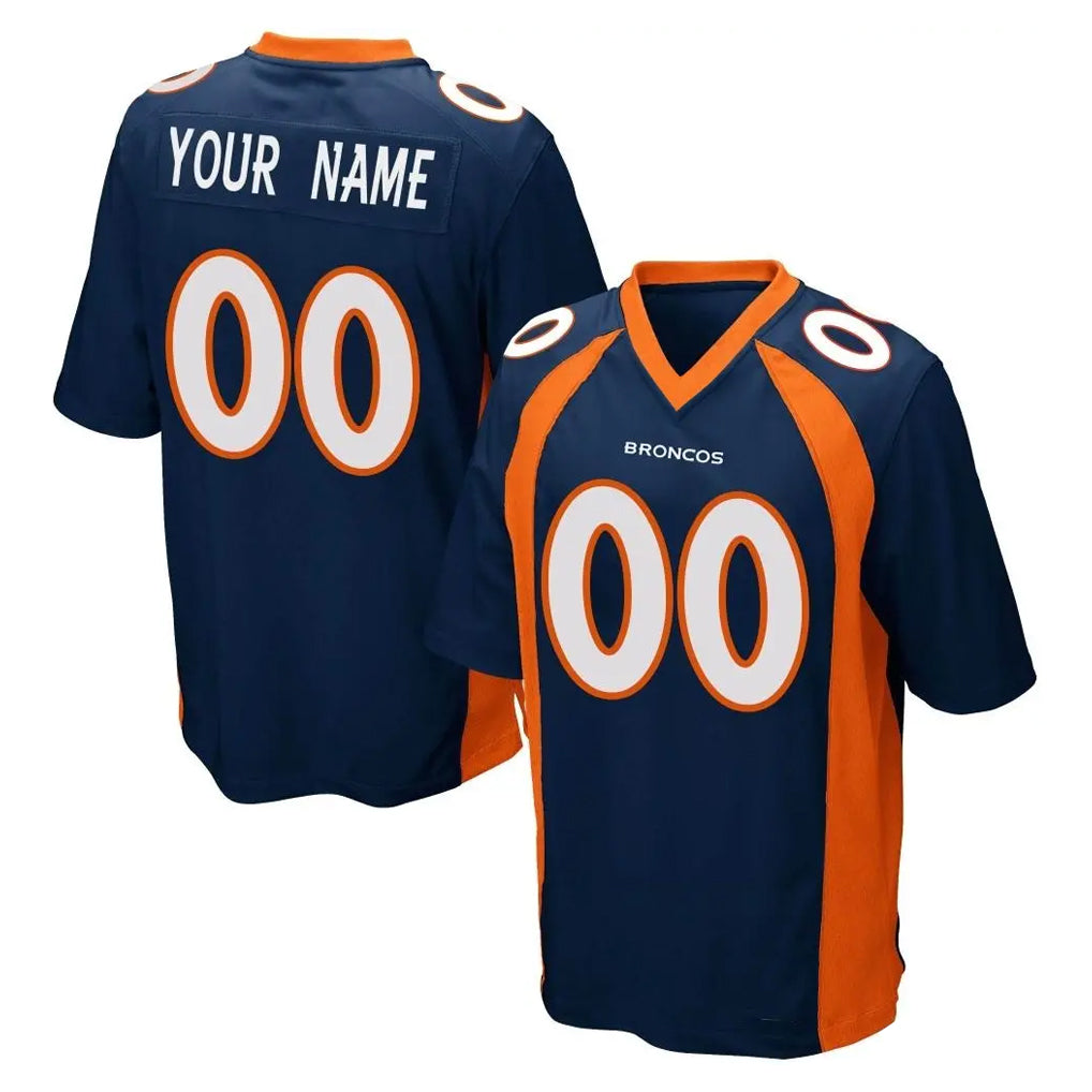 Punc Custom D.Broncos Navy Game Any Name & Numbers Stitched Jerseys