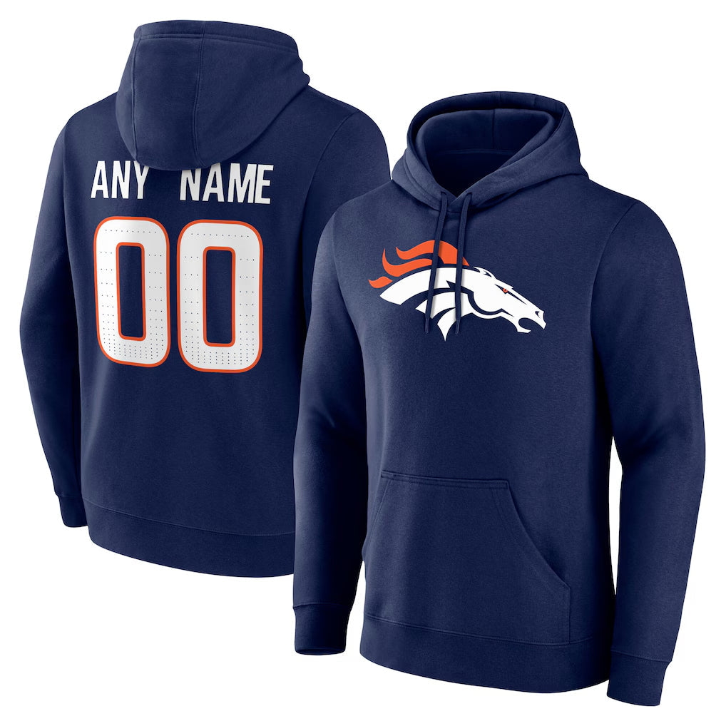 Punc Custom D.Broncos Navy Pullover Hoodie Limited Any Name & Numbers Stitched Jerseys