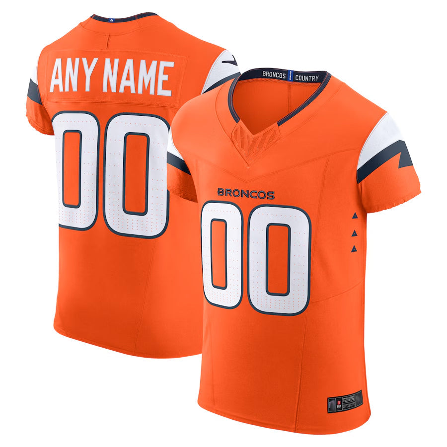Punc Custom D.Broncos Vapor F.U.S.E. Elite Orange Stitched Jerseys
