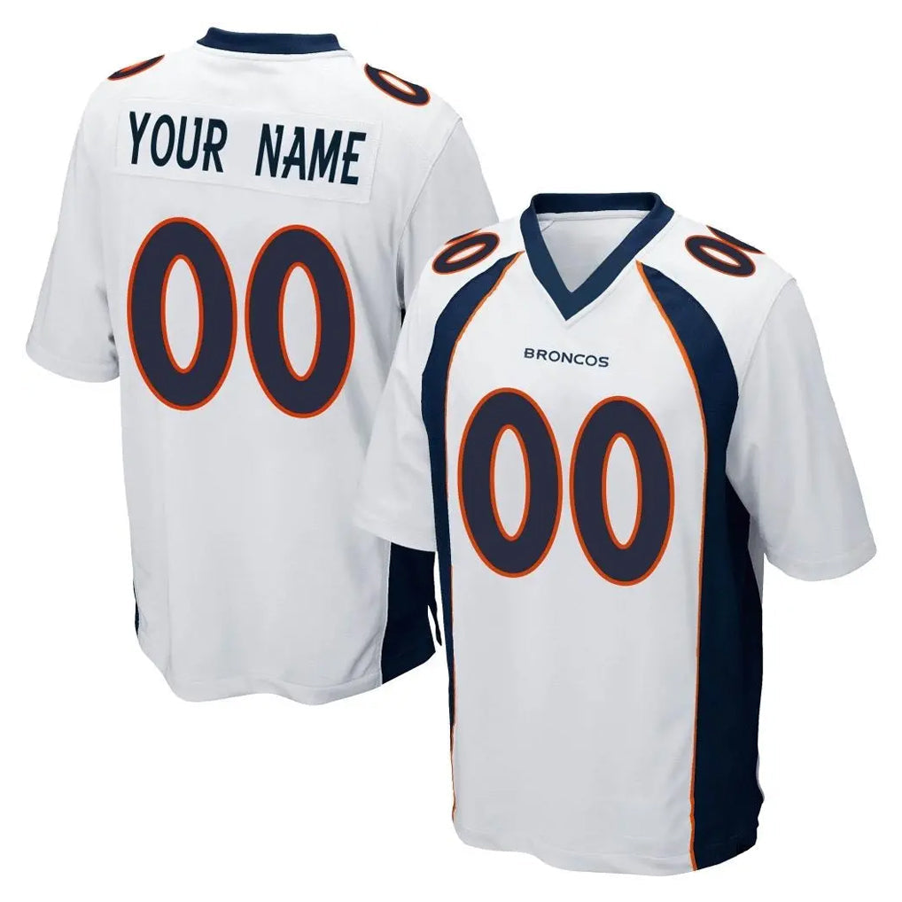 Punc Custom D.Broncos White Game Any Name & Numbers Stitched Jerseys
