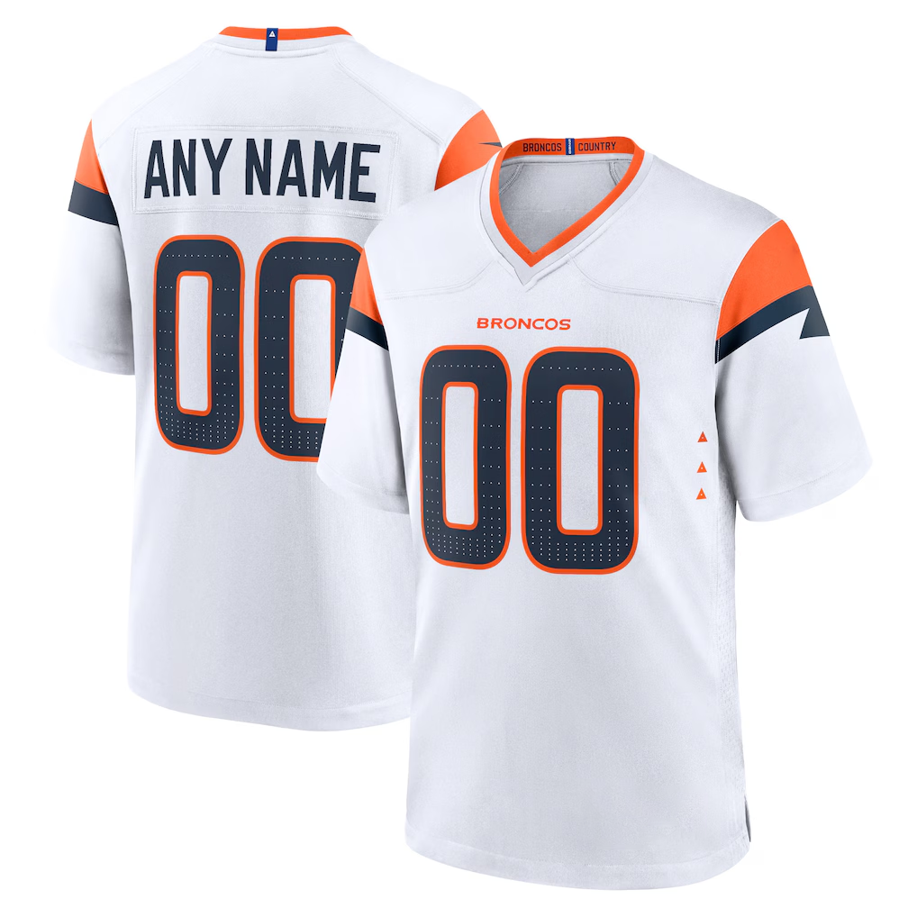 Punc Custom D.Broncos White Game Stitched Jerseys
