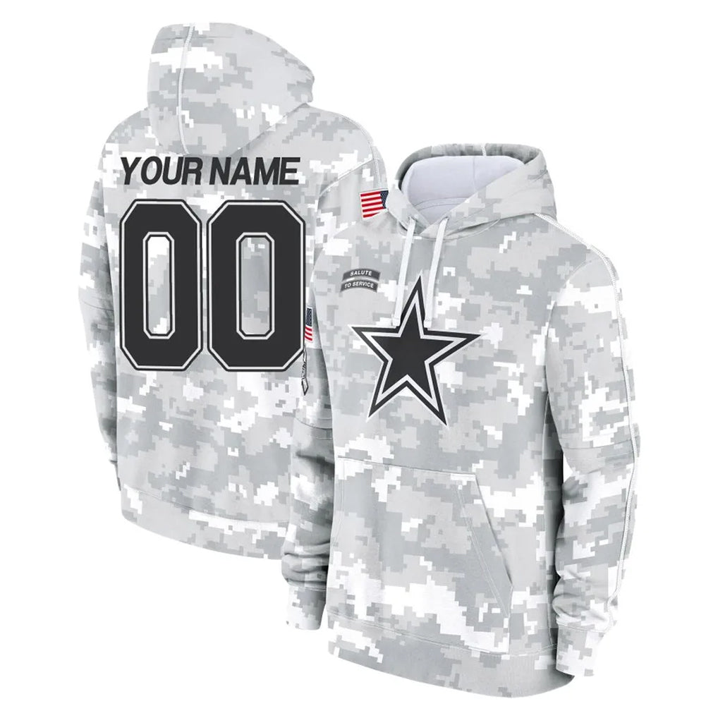 Punc Custom D.Cowboys Arctic Camo Salute to Service Hoodies Limited Game Any Name & Numbers Stitched Jerseys
