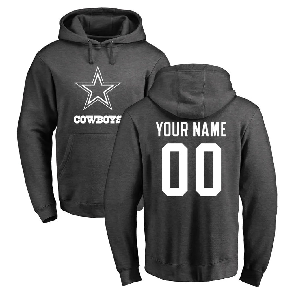 Punc Custom D.Cowboys Ash One Color Pullover Hoodie Limited Any Name & Numbers Stitched Jerseys