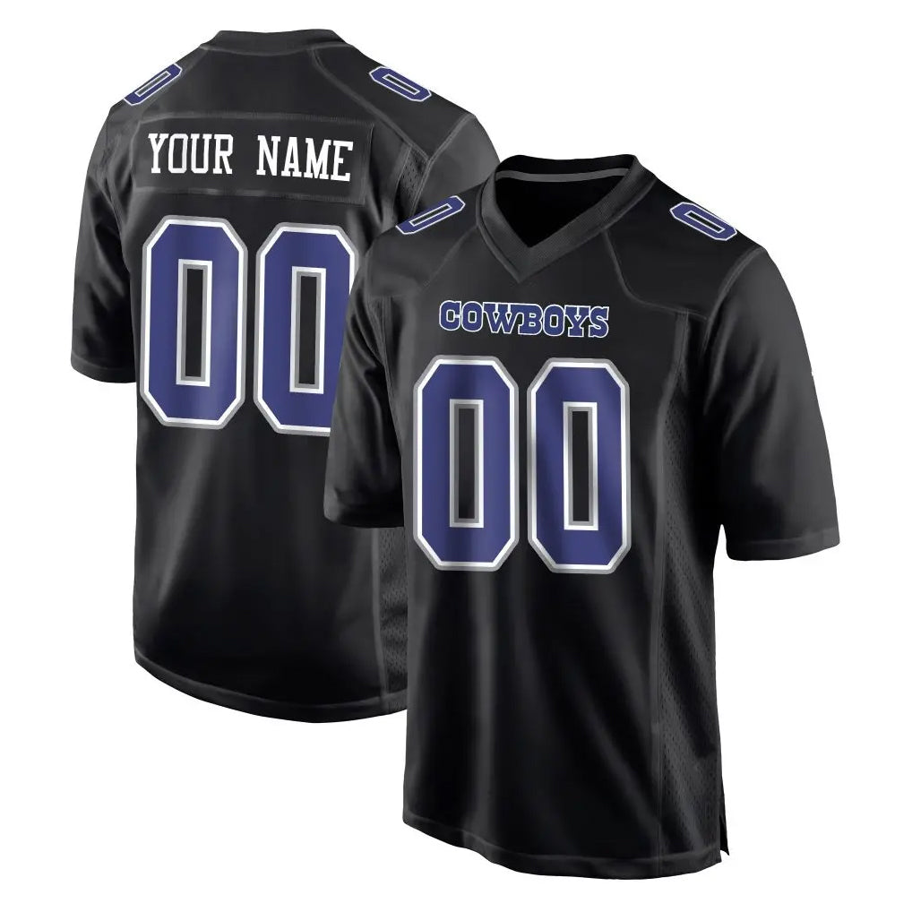 Punc Custom D.Cowboys Carbon Black Fashion Home Game Any Name & Numbers Stitched Jerseys