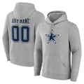 Punc Custom D.Cowboys Gray Team Authentic Personalized Name & Number Hoodie Stitched Jerseys