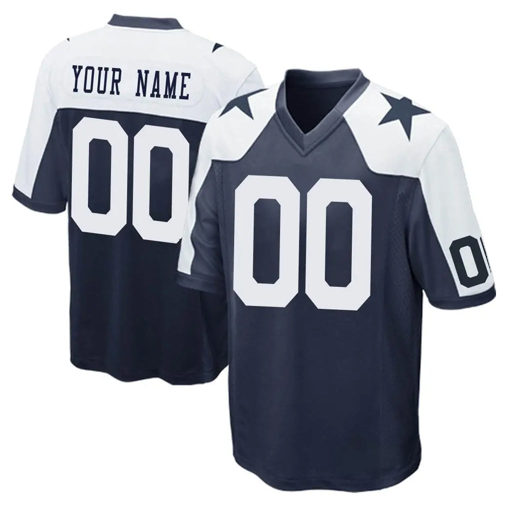 Punc Custom D.Cowboys Navy-White Alternate Home Game Any Name & Numbers Stitched Jerseys