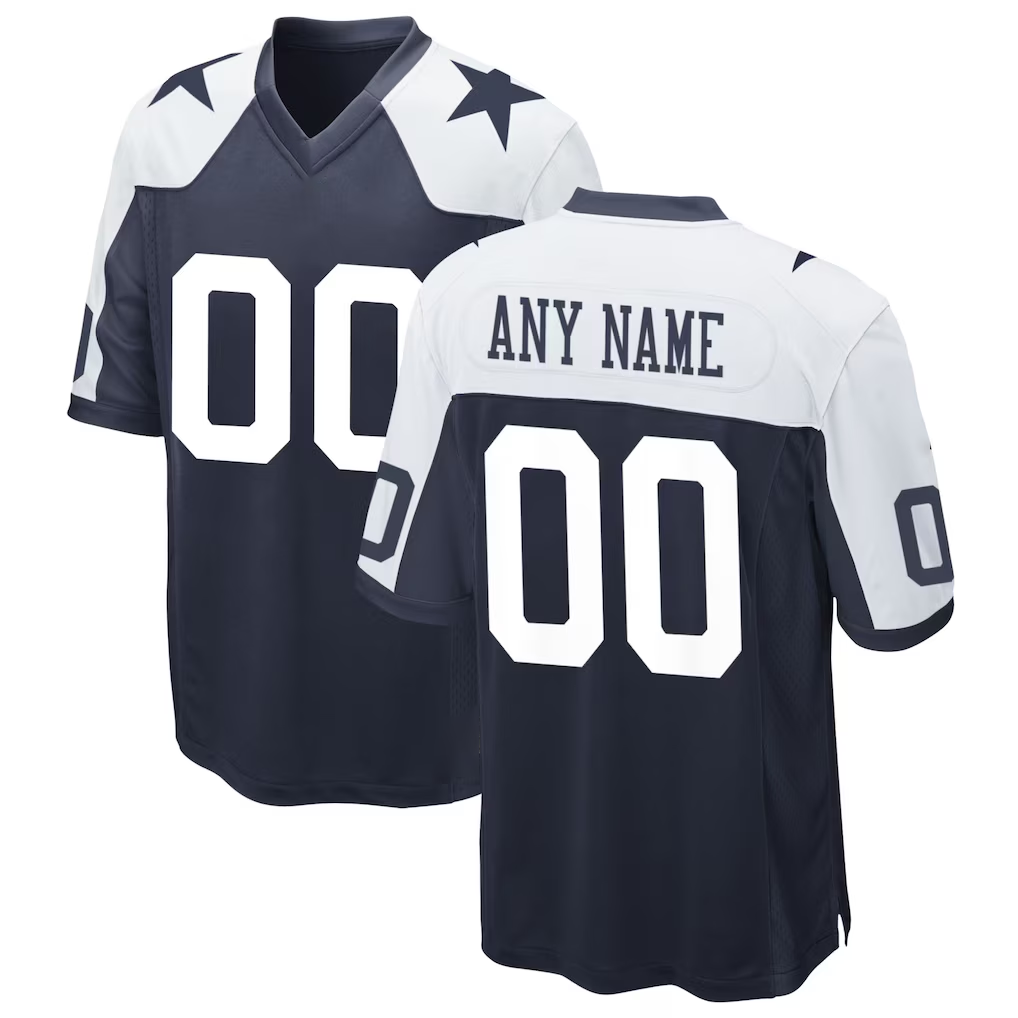 Punc Custom D.Cowboys Navy Alternate Game Jersey Stitched Jerseys