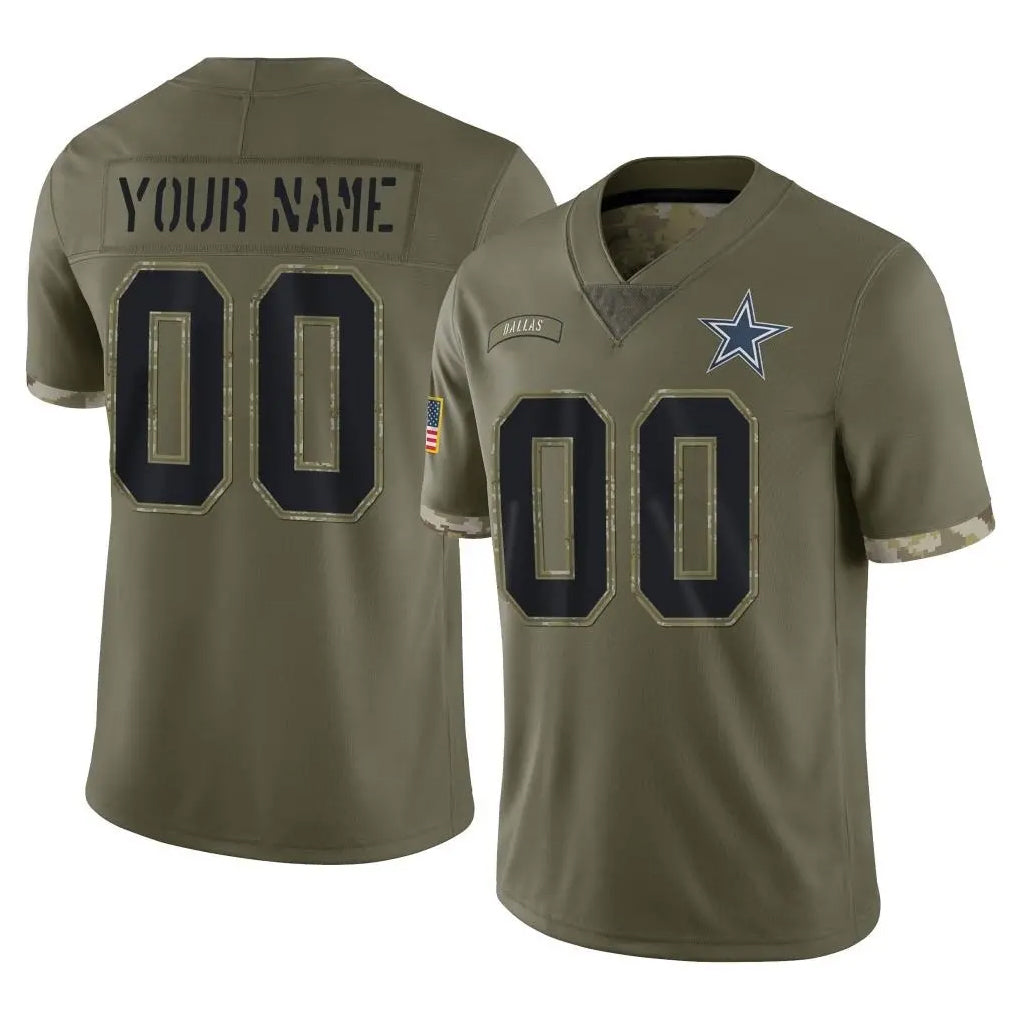 Punc Custom D.Cowboys Olive Salute to Service Limited Game Any Name & Numbers Stitched Jerseys
