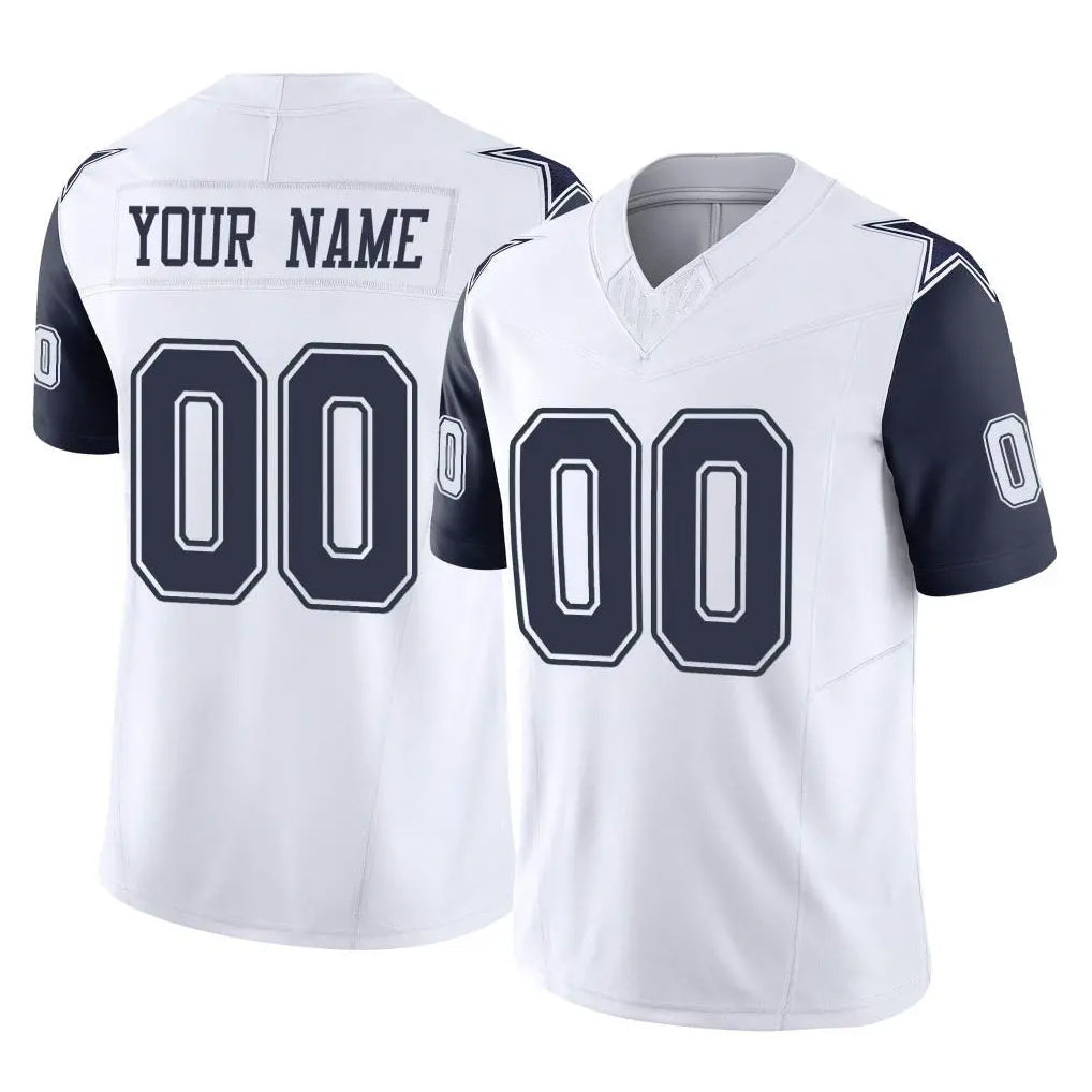 Punc Custom D.Cowboys White-Navy Limited Vapor F.U.S.E. Home Game Any Name & Numbers Stitched Jerseys
