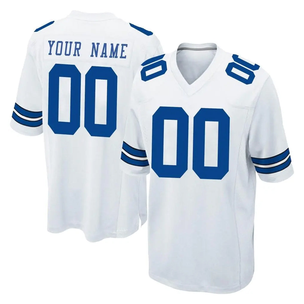 Punc Custom D.Cowboys White Home Game Any Name & Numbers Stitched Jerseys