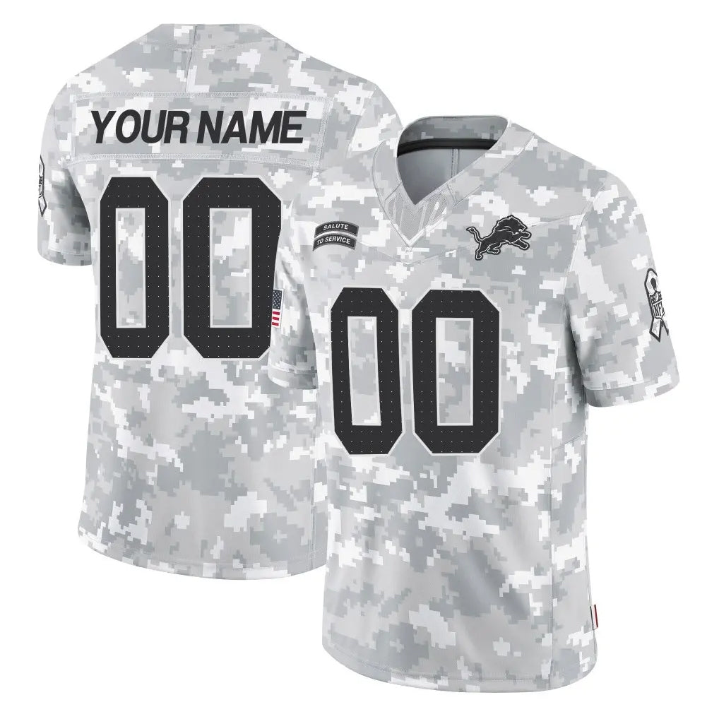 Punc Custom D.Lions Arctic Camo Salute To Service Limited Any Name & Numbers Stitched Jerseys
