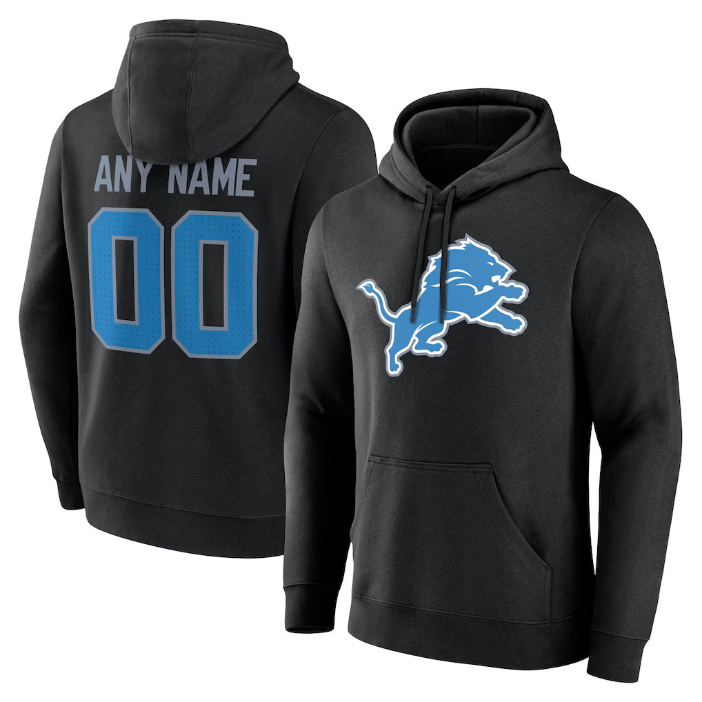 Punc Custom D.Lions Black Pullover Hoodies Limited Any Name & Numbers Stitched Jerseys